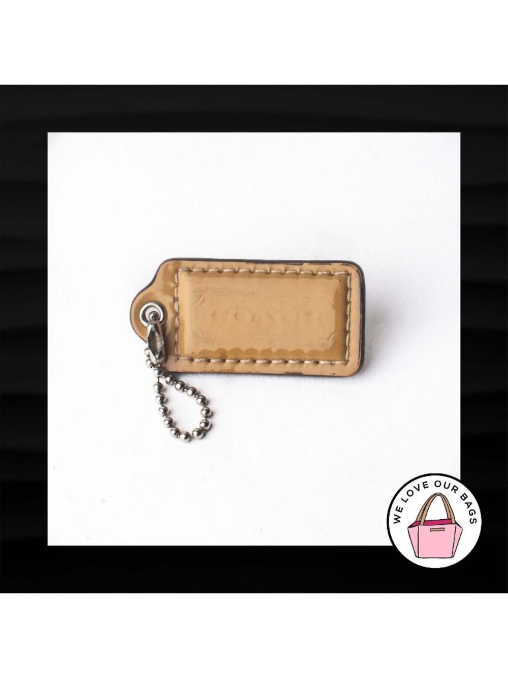 2" Medium COACH TAN PATENT LEATHER KEY FOB